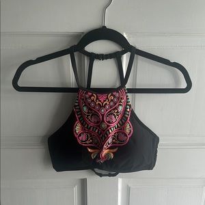 Kenneth Cole New York Black and Multicolor Bikini Top